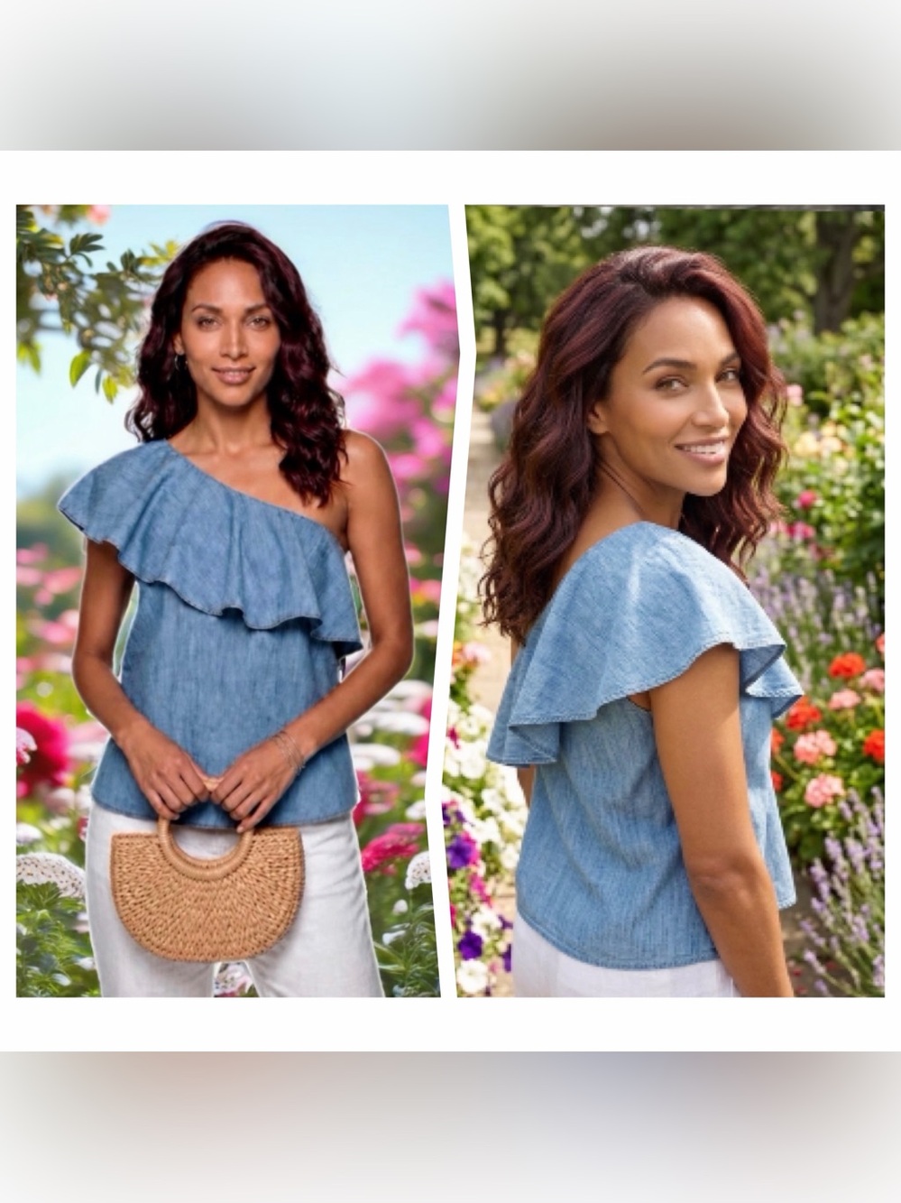 ALICE & OLIVIA One Shoulder Asymmetrical Ruffle Top